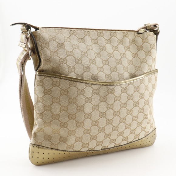 GUCCI Authentic Cream Canvas Shoulder Bag